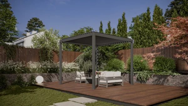 Pergola ogrodowa na taras Premium 3x3 Anthracite – Gutroof — zdjęcie wariantu 12 Pergola ogrodowa na taras Premium 3x3 Anthracite – Gutroof — zdjęcie wariantu 12