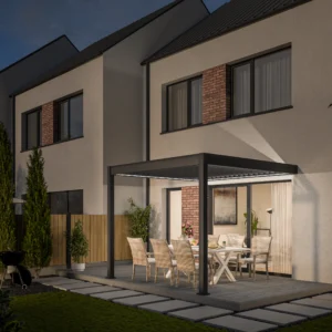 Automatyczna pergola przyścienna z oświetleniem LED 3x3 ELEGANCE WALL AUTOMATIC, Anthracite – Gutroof — zdjęcie wariantu 13 Automatyczna pergola przyścienna z oświetleniem LED 3x3 ELEGANCE WALL AUTOMATIC, Anthracite – Gutroof — zdjęcie wariantu 13