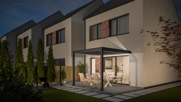 Automatyczna pergola przyścienna z oświetleniem LED 3x3 ELEGANCE WALL AUTOMATIC, Anthracite – Gutroof — zdjęcie wariantu 13 Automatyczna pergola przyścienna z oświetleniem LED 3x3 ELEGANCE WALL AUTOMATIC, Anthracite – Gutroof — zdjęcie wariantu 13