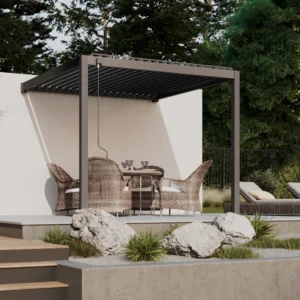 Pergola ścienna ogrodowa na taras 3x3 Premium Wall Anthracite – Gutroof — zdjęcie wariantu 14 Pergola ścienna ogrodowa na taras 3x3 Premium Wall Anthracite – Gutroof — zdjęcie wariantu 14