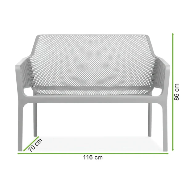 Ławka - Sofa balkonowa Nardi NET BENCH Antracite — wymiary produktu Ławka - Sofa balkonowa Nardi NET BENCH Antracite — wymiary produktu