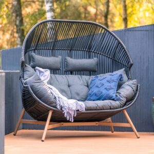Fotel ogrodowy Holand dwuosobowy – czarny – aranżacja