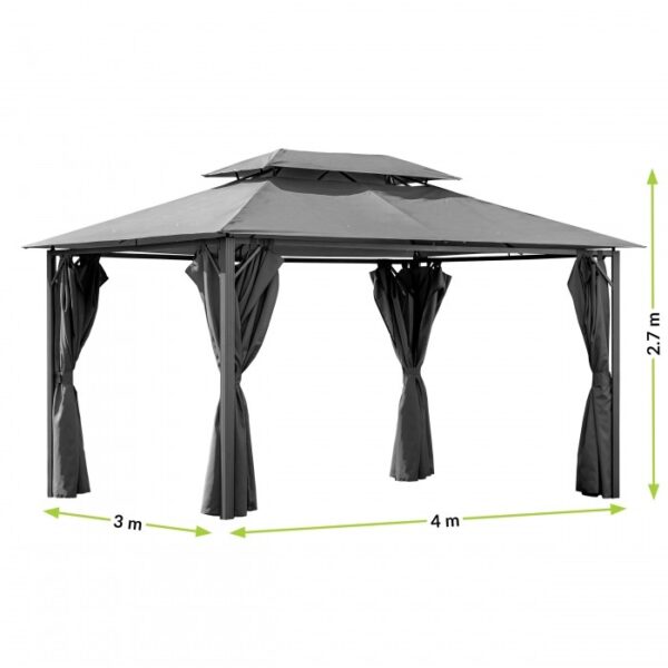 Pawilon ogrodowy Tino 3 × 4 m z moskitierą – wymiary