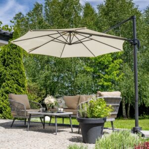 Parasol ogrodowy Kazuar 3,5 m – beżowy – aranżacja