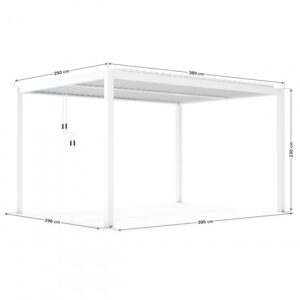 Pergola tarasowa Luxe 3 × 4 m, wys. 2,3 m – biała – wymiary Pergola tarasowa Luxe 3 × 4 m, wys. 2,3 m – biała – wymiary