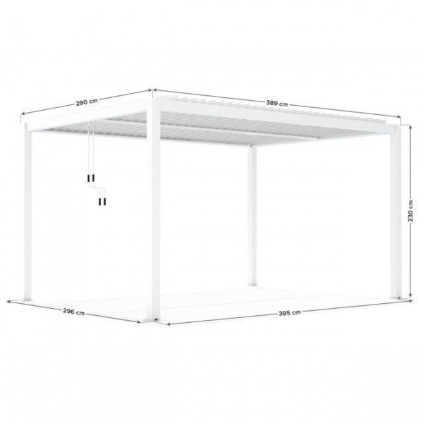Pergola tarasowa Luxe 3 × 4 m, wys. 2,3 m – biała – wymiary Pergola tarasowa Luxe 3 × 4 m, wys. 2,3 m – biała – wymiary