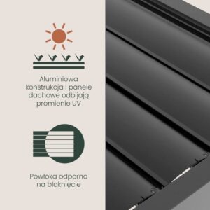 Pergola tarasowa Luxe 4 × 4 m, wys. 2,3 m – antracytowa – widok produktu Pergola tarasowa Luxe 4 × 4 m, wys. 2,3 m – antracytowa – widok produktu