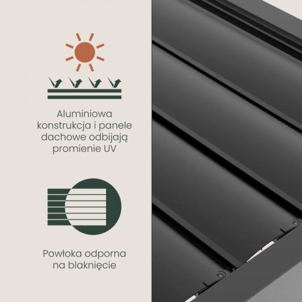 Pergola tarasowa Luxe 4 × 4 m, wys. 2,3 m – antracytowa – widok produktu Pergola tarasowa Luxe 4 × 4 m, wys. 2,3 m – antracytowa – widok produktu