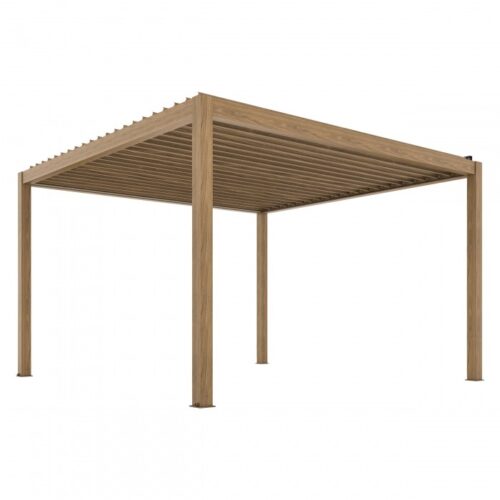 Pergola elektryczna Luxe 3 × 4 m, wys. 2,34 m – kolor drewna – widok produktu Pergola elektryczna Luxe 3 × 4 m, wys. 2,34 m – kolor drewna – widok produktu