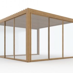 Drzwi szklane Luxe 370 × 218 cm – kolor drewna – aranżacja