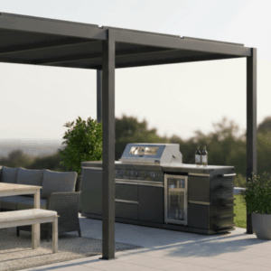 Kuchnia ogrodowa BBQ Line GB411A z grillem i lodówką – aranżacja Kuchnia ogrodowa BBQ Line GB411A z grillem i lodówką – aranżacja