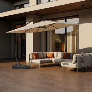 Parasol ogrodowy Solano 3 × 4 m – beżowy – aranżacja