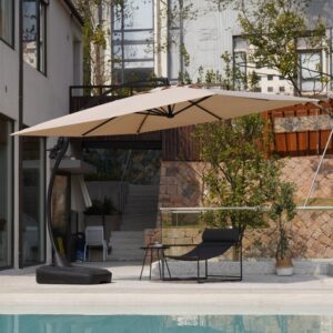 Parasol ogrodowy Solano 3 × 4 m – beżowy – aranżacja