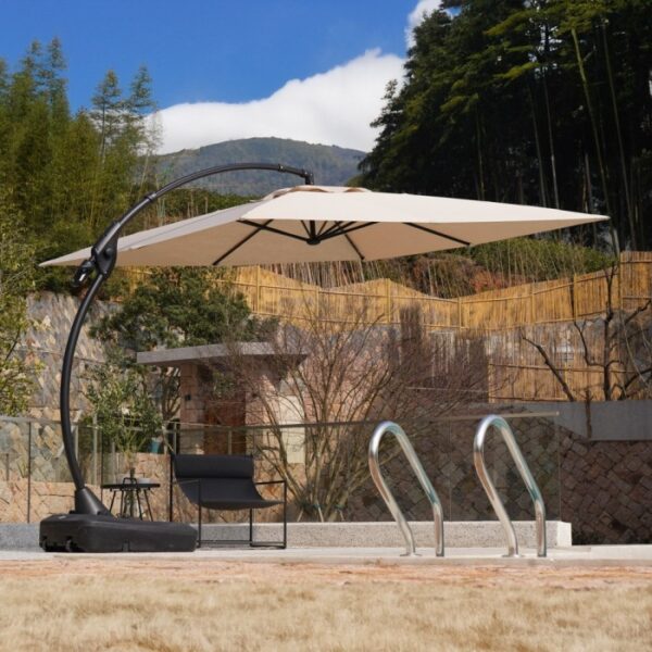 Parasol ogrodowy Solano 3 × 4 m – beżowy – aranżacja